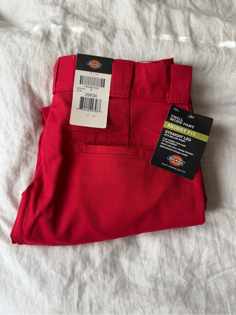 Dickies Men's Red Skinny Fit Twill Chino Pants